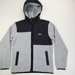 Burton Polartec Size Small Mens Gray Fleece Long Sleeve Hooded Full Zip Jacket